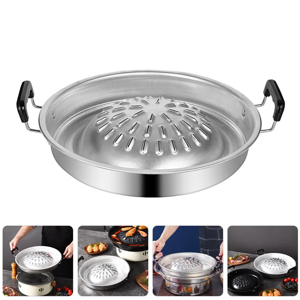 Plancha de Cocina Coreana Multifuncional, Resistente al Desgaste, Superficie Metálica para Asar Carne, Pollo, Pescado y Verduras en Interiores