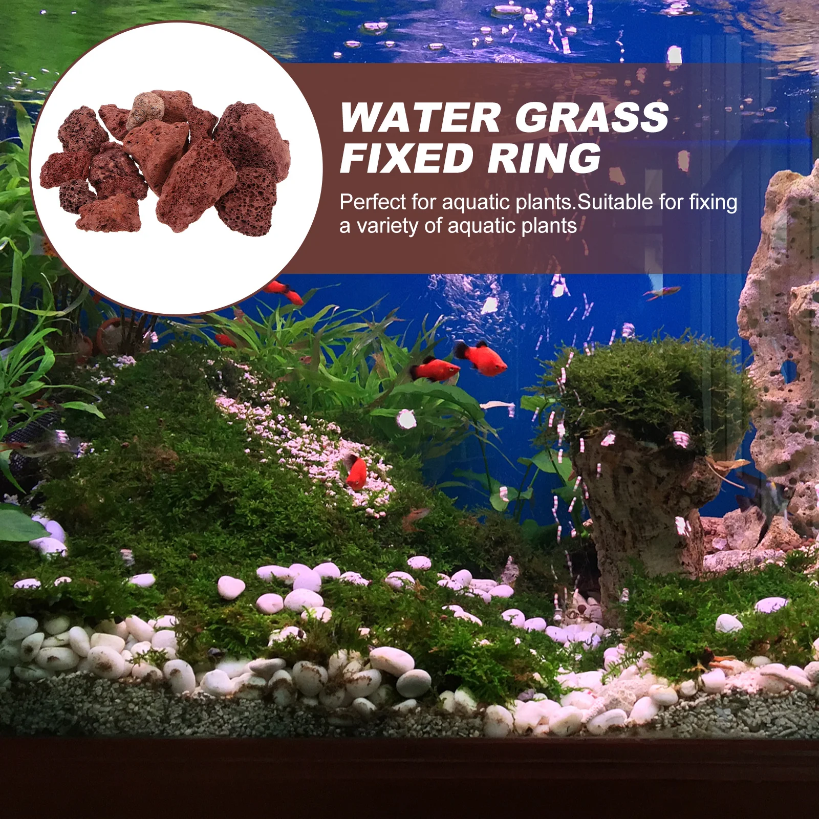 

500G Volcanic Rocks for Aquarium Dark Red Fish Tank Filter Stone Natural Habitat Decor Enhance Visual Appeal Safe for Fish