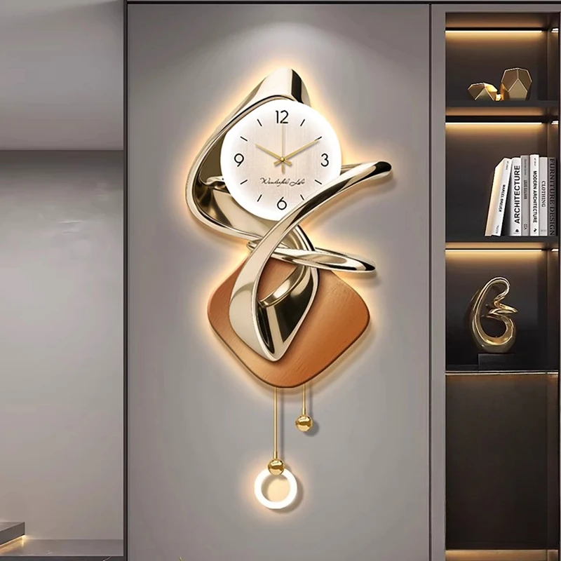 

Luxury Design Living Room Wall Clock Creativity LED Digital Clock Restaurant Mute Wall Clock Corridor Mural Lamp Room Decor Gift