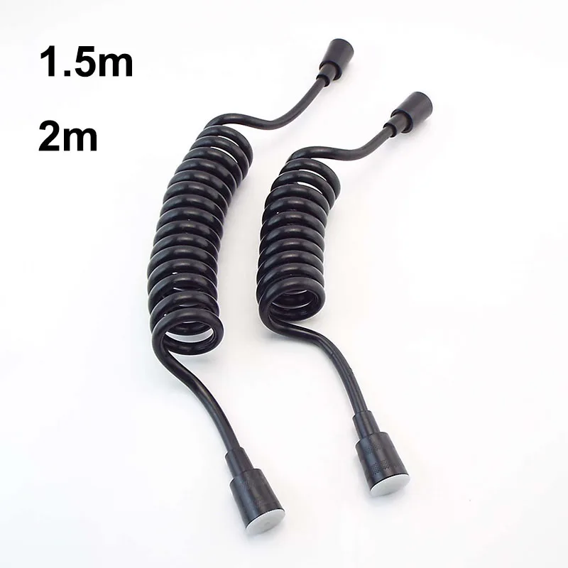 1.5m 2m Black Spring Flexible Retractable telephone line tube shower head water Hose For Shower Head Toilet Bidet Water Pipe