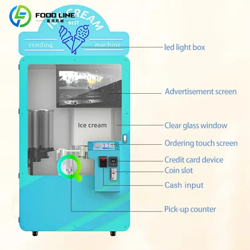 Customized Self-service robot hard ice cream vending machine automatic ice cream machine smart touch screen