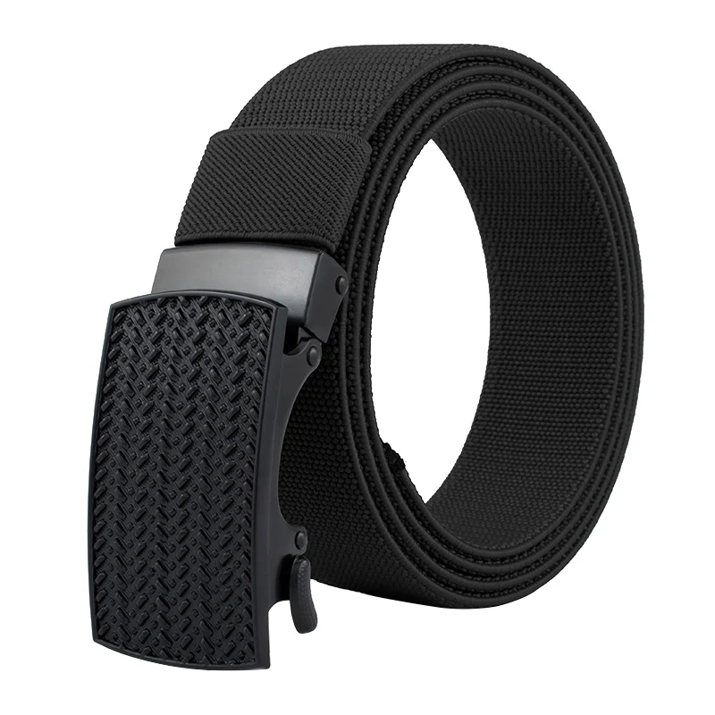 

Versatile Men Belt High Quality Solid Color Men's Canvas Belts Alloy Automatic Buckle Elastic Belts Youth Men Pants Belts