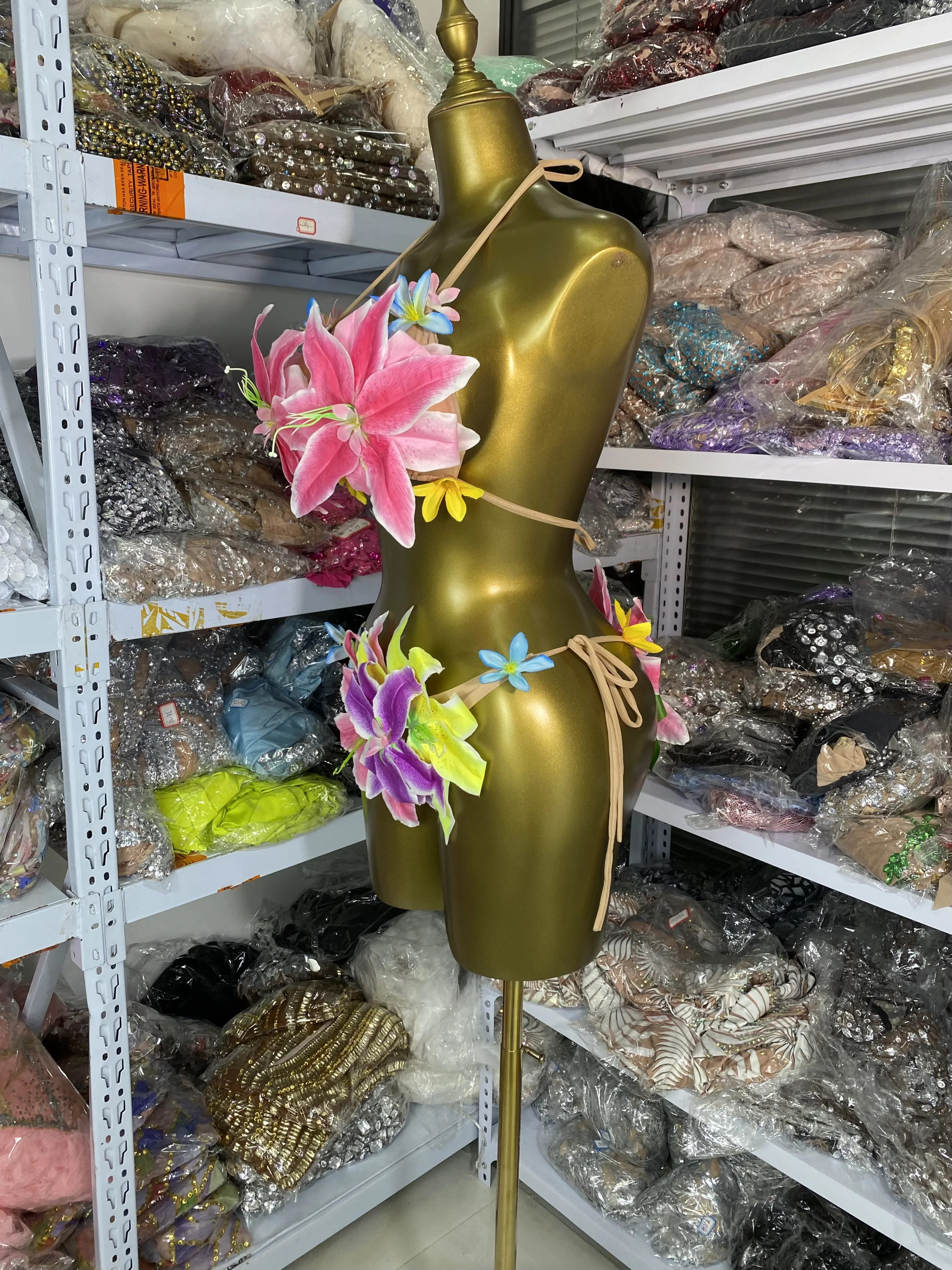 Frauen Sexy Strand Party Bikini Kleid Darling Handgemachte Lilie Blumen Badeanzug Besondere Anlässe Showgirls Bühnenkostüme