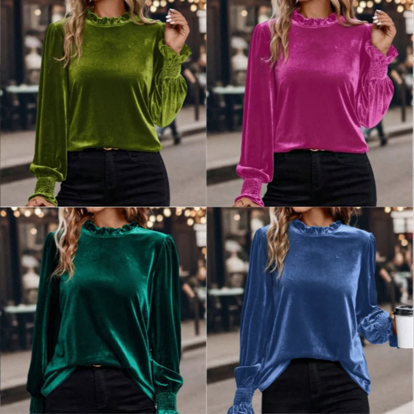 

Europe and America fashion casual autumn and winter long-sleeved round neck loose women's top
