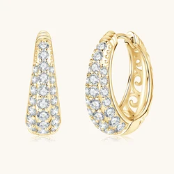 Anziw Micro Paved Full Moissanite Hoops Earrings Silver 925 Dazzling Diamond Ear Luxury Jewelry for Women Men Party Wedding Gift