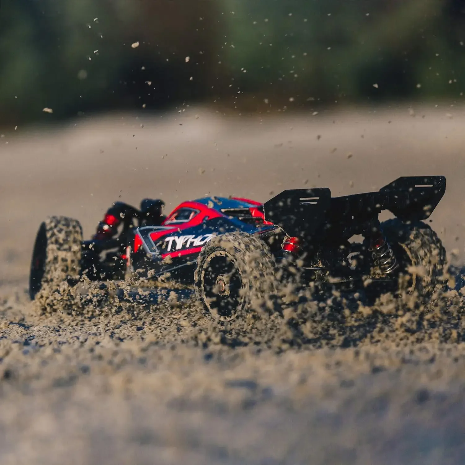 RC Car 1/8 Typhon 6S V5 4WD BLX Buggy with Spektrum Firma RTR (Ready-to-Run), Black and Red, ARA8606V5