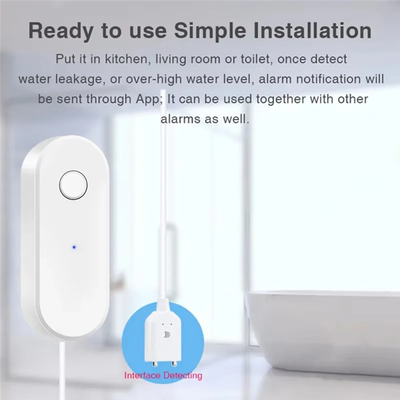 BNVN-WIFI Sensor de agua alarma Detector de fugas de agua alerta de inundación sistema de alarma de seguridad de desbordamiento funciona