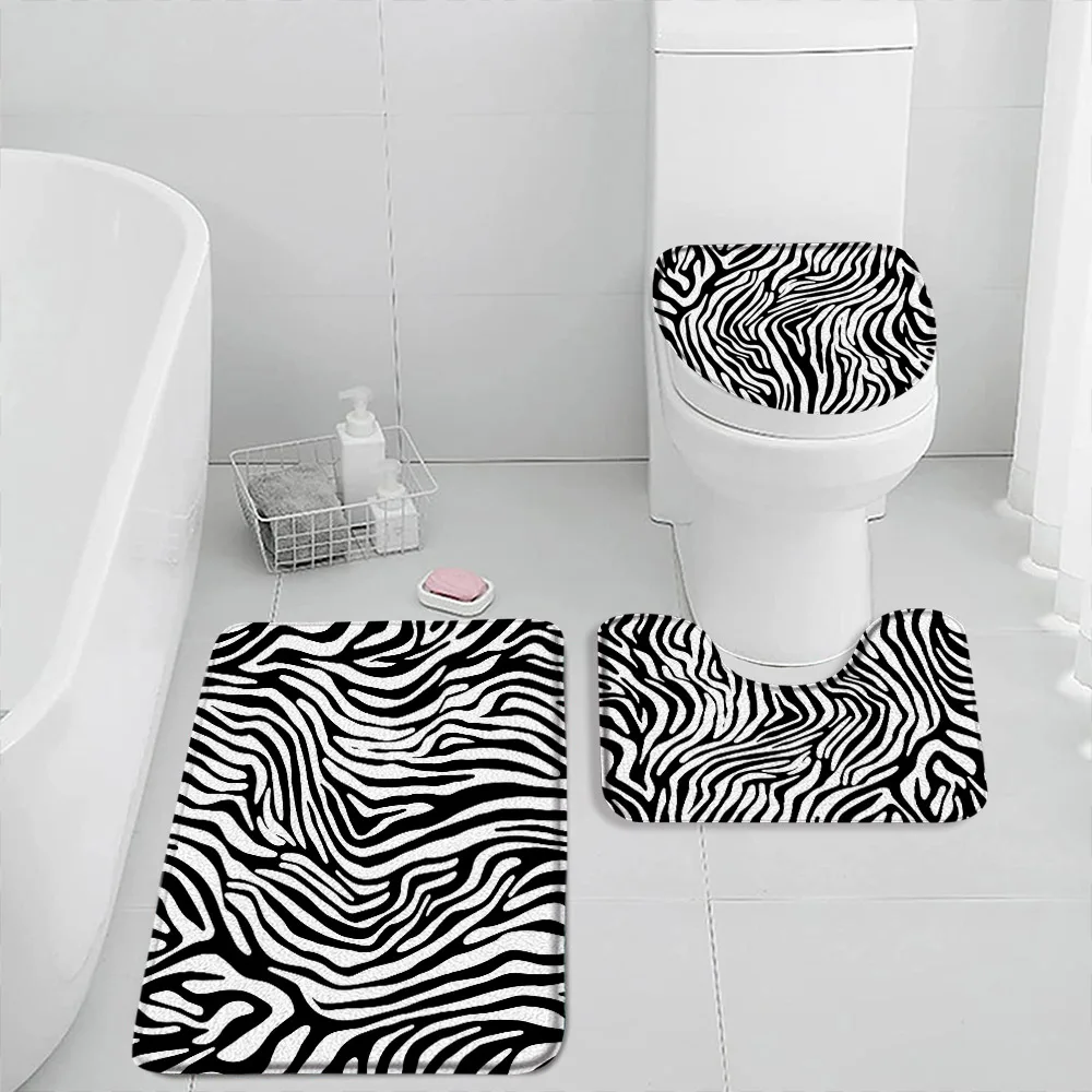 Leopard Pattern Bath Mat Set Panther Wild Animals Modern Fashion Bathroom Decorations Bathtub Rug Home Carpet Toilet Lid Cover