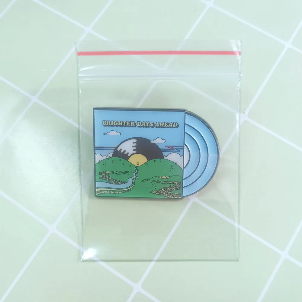 Brighter Days Ahead Vintage Vinyl-Schallplatten-Emaille-Pin Cartoon-Landschaftsbrosche Retro-Musik-Kunst-Anstecknadel Stilvolles Geschenk – Detail 14
