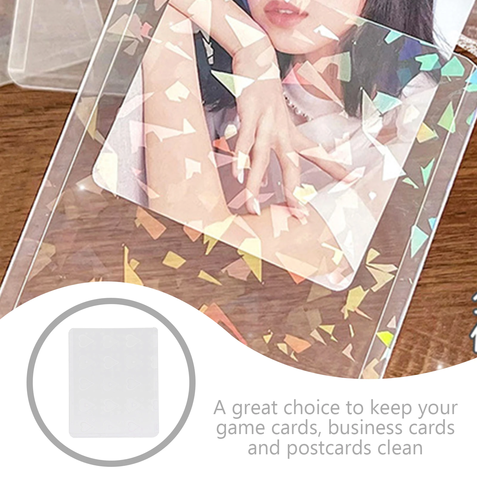 

50pcs Laser Love Card Sleeves Protective Covers for Game Business Postcards Anti-Scratch Clear Transparent Cards for Students