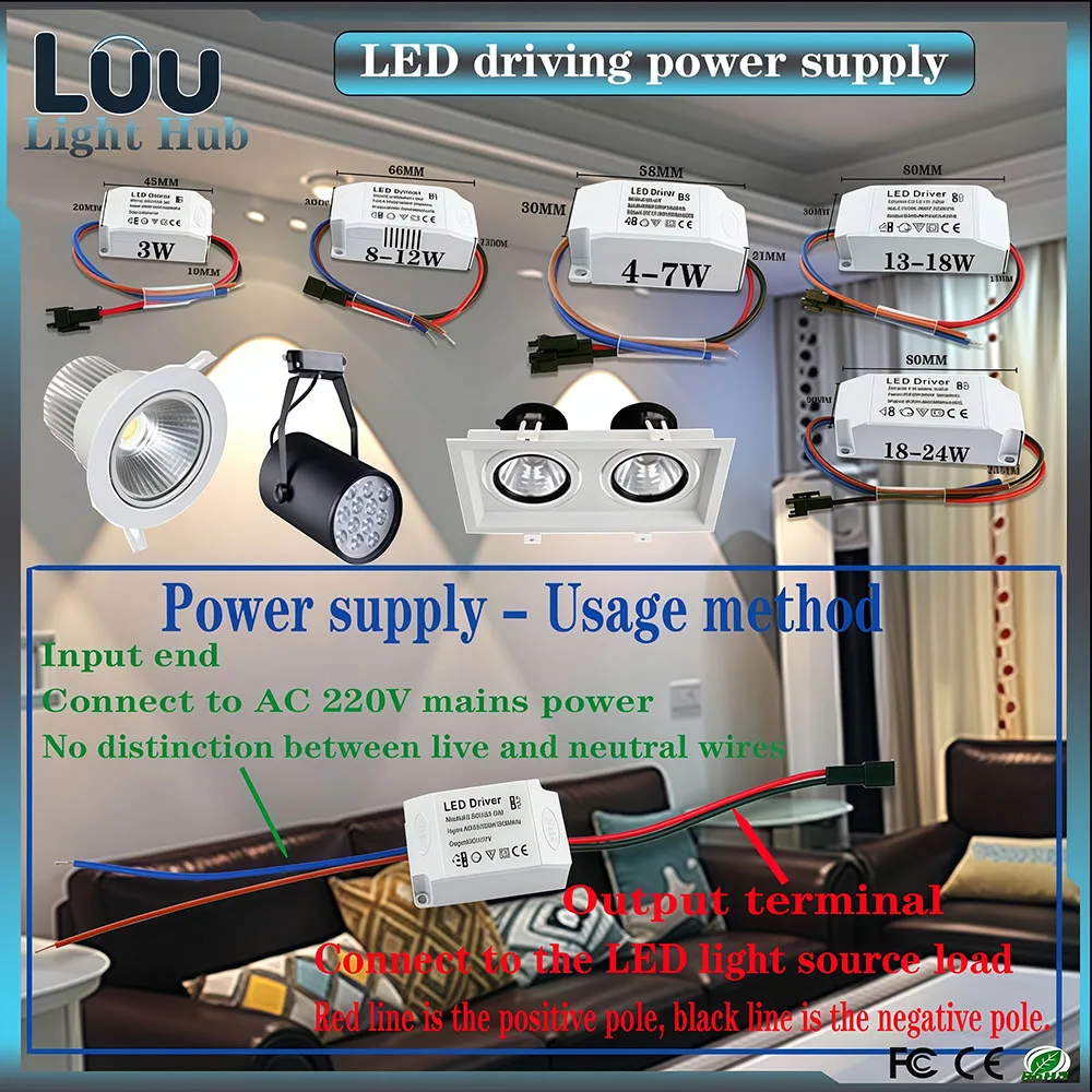 LED Driver 3W 7W 12W 15W 18W 24W Drive Power Unit Lighting Transformers DC 250-280mA For LED Panel Lights Ceiling Lights
