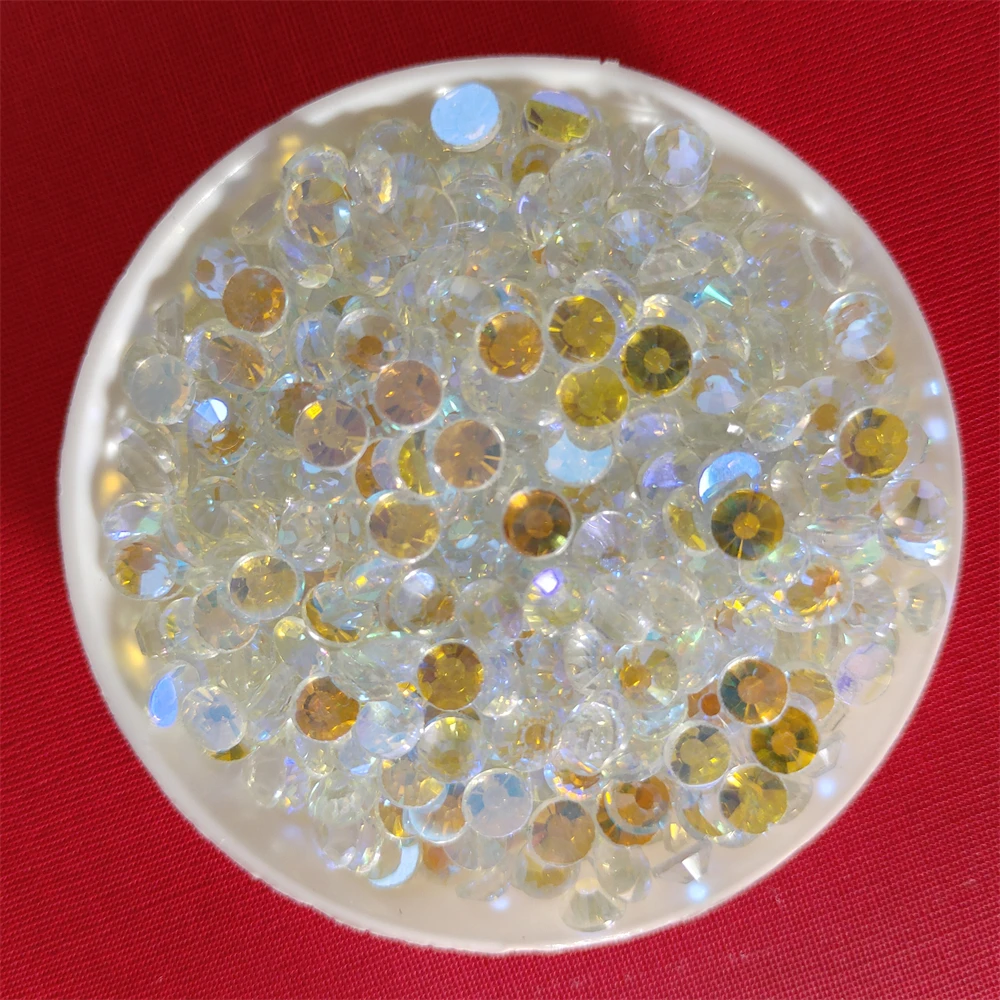 AAAA + Qualitร Aurora Crystal AB FlatBack Non Hotfix Strass Cucito Tessuto Colla per indumenti su strass 3D Nail Art Strass