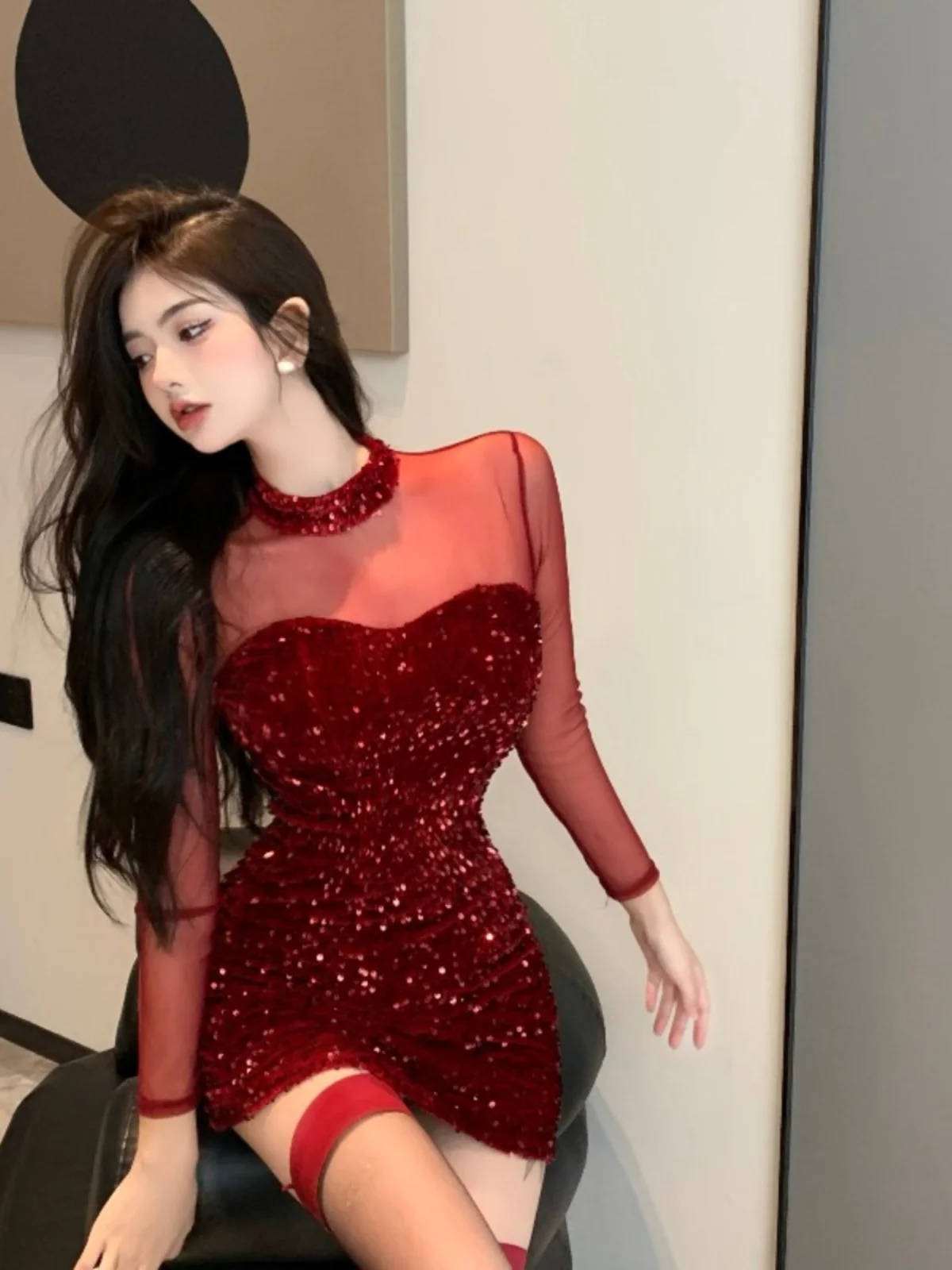 Sexy camada de base dr me splice glitter envoltório magro ort saia novo outono 2025 feminino faion godd sle roupa interior