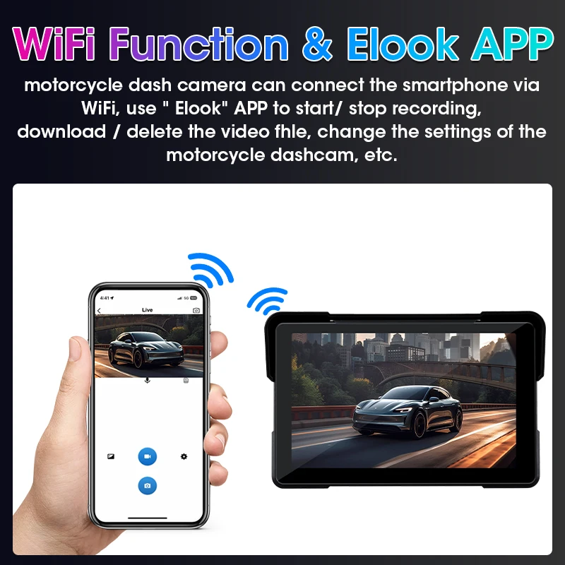 7 بوصة المحمولة CarPlay دراجة نارية أندرويد السيارات IPX7 مقاوم للماء شاشة لوحة القيادة الرقمية موتو لتحديد المواقع والملاحة 2K كاميرا مزدوجة