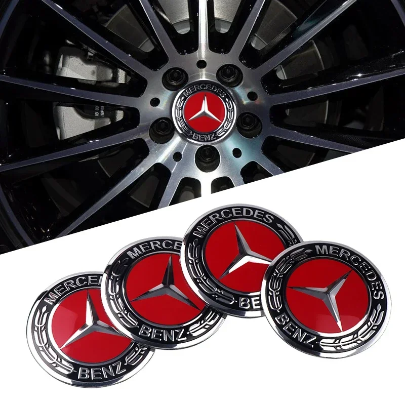 56mm 4PCS Car Wheel Center Hub Cap Badge Sticker Accessories for Mercedes Benz Maybach W204 W205 W211 Amg W212 W213 CLE CL GLA