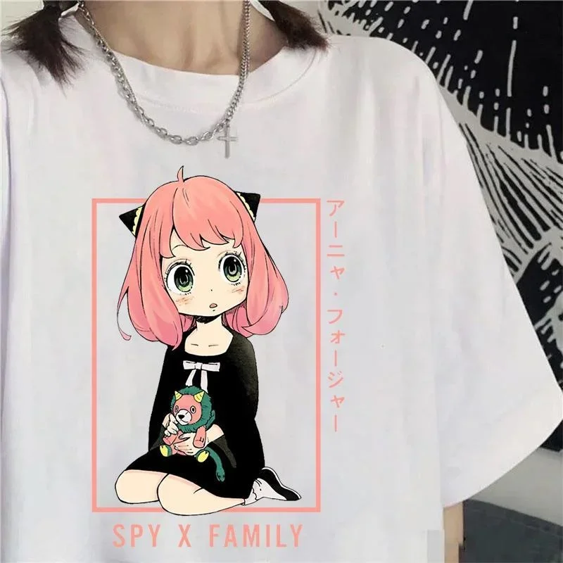 New Anya Forger Graphic Print T-shirt Women Fashion Round Neck Loose Tee Shirt Streetwear Casual Anime Harajuku T-Shist