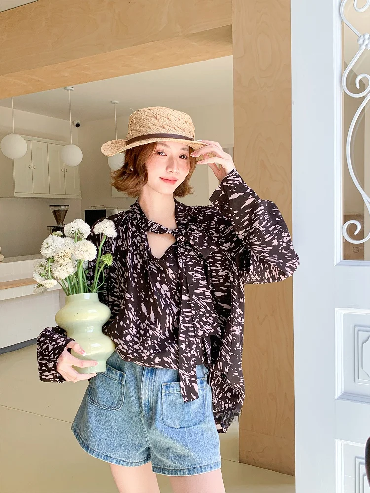 

Ele Anti-Wrinkle Silk irt Women's Loose Top Not Aging Expensive Looking Long Sve Spring Faion Ladies' Clo...