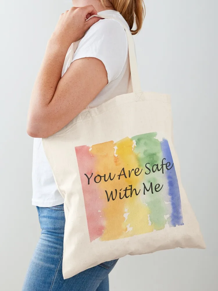 Hand painted watercolor with You Are Safe With Me text - great for teachers and youth workers Tote Bag