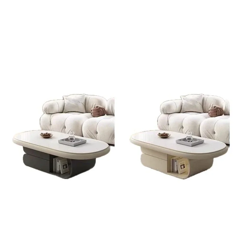 

small apartment household living room feeling rock slab oval design Internet celebrity simple rock slab wood children