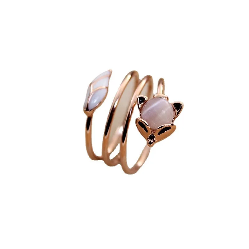 

Best selling multi-circle twining little fox ring Korean style female hipster simple all-match opal index finger ring