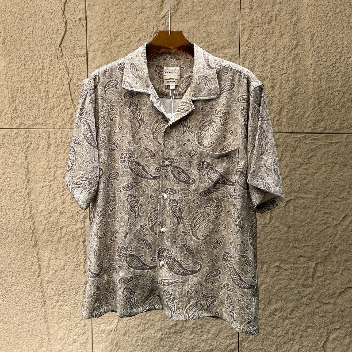 Summer Vintage Washed Paisley Shirt Men’s American Retro Loose Fit Short Sleeve Cuban Collar Nordic Floral Baroque Old Money
