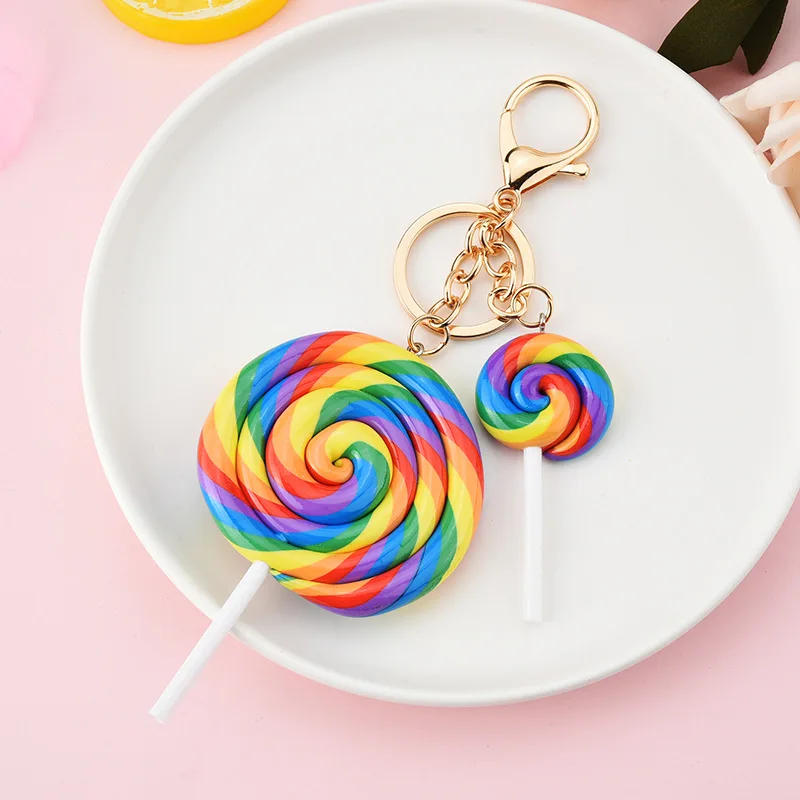 Xinxing Resin Keychain Ring Kawaii Pom Pom Keyring Simulation Cute Keychains Nuestro Llavero Bag Car Pendant Lollipop Keychain