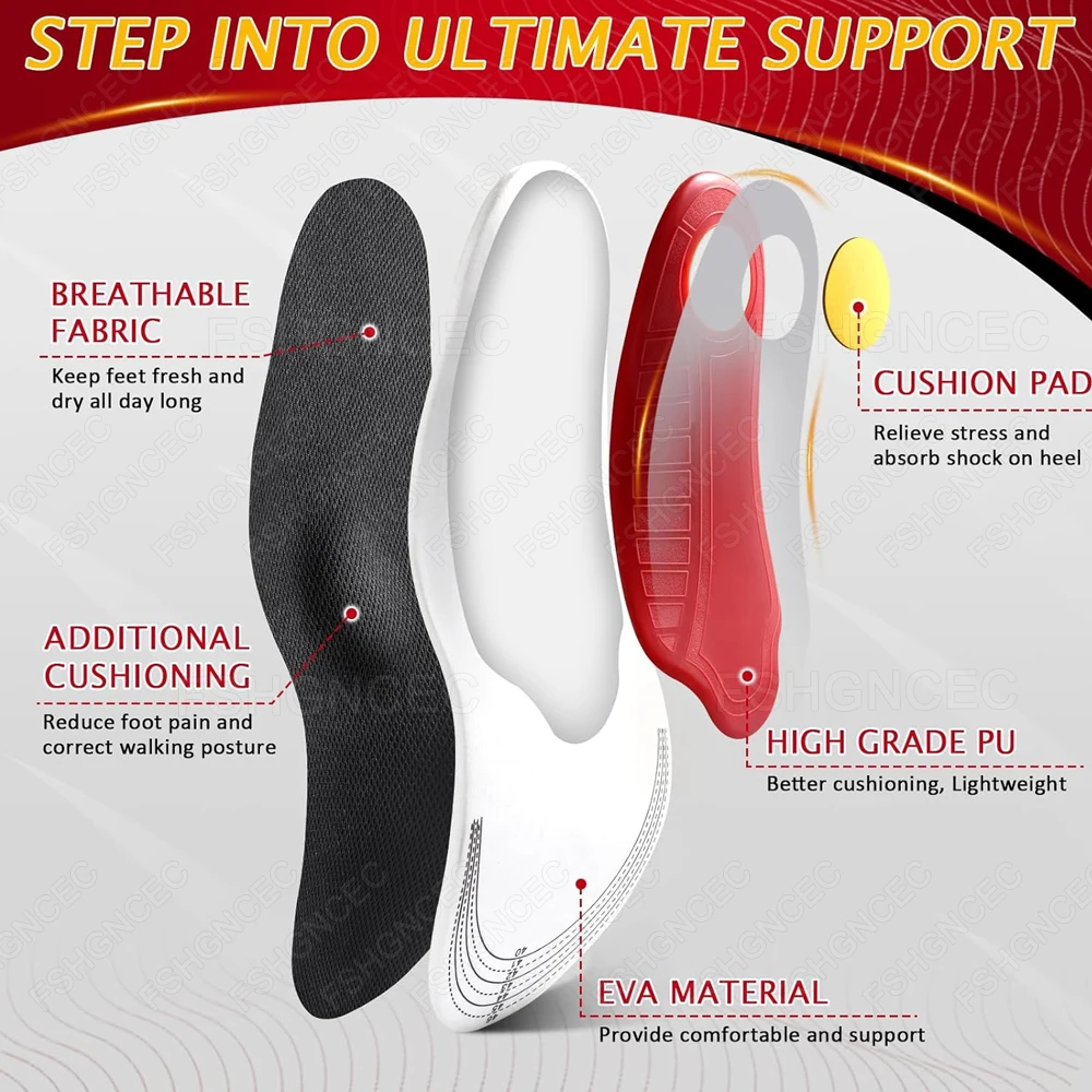 Arch Support Insoles for Flat Feet High Arch Foot Pad Orthotic Insoles for Man Woman Plantar Fasciitis Relief Shoe Inserts