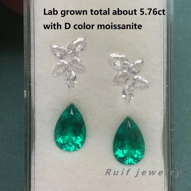 

Ruif Beautiful New Design Lab Grown Emerald with Moissanite Gemstone Set for High Jewelry Making