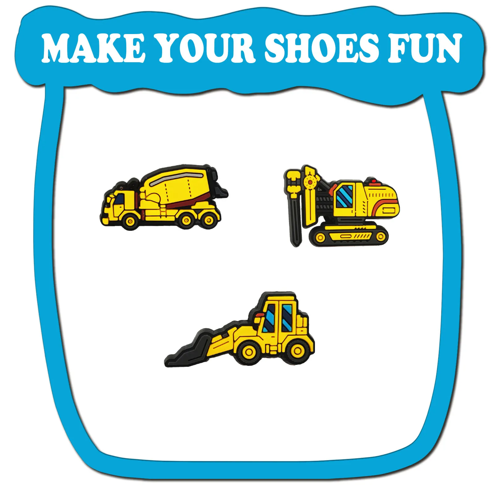 12Pcs/Set Engineering Vehicle Shoe Decorations Charms For Crocs PVC Shoe Accessories, Christmas Birthday Gift Party Favors