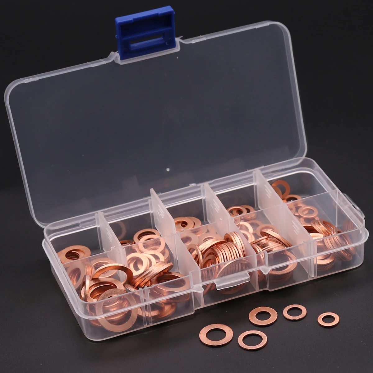 180Pcs Rood Koper Ringen Box Set Pakking Platte Ring Ringen M5 M6 M8 M10 M12 M14