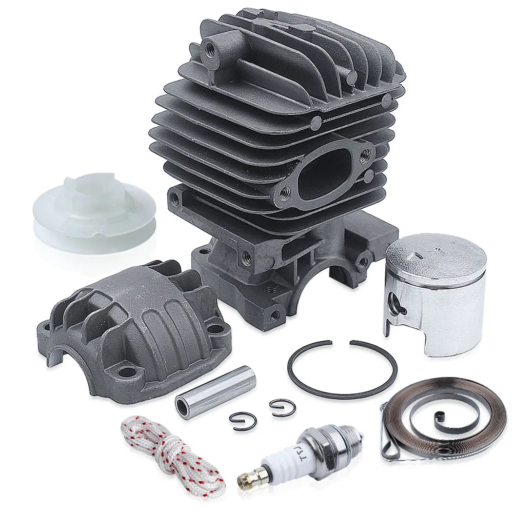34mm Cylinder Piston Engine Pan Base Kit For Chinese 2500 25cc Recoil Starter Pulley Spring Rope Spark Plug Chainsaw Part