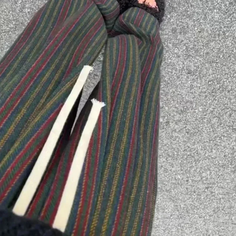 Vertical Stripe Wide Leg Pants Casual Loose Drawstring High Waist Full Length Fashion Vintage Y2K Harajuku Street Style Trousers