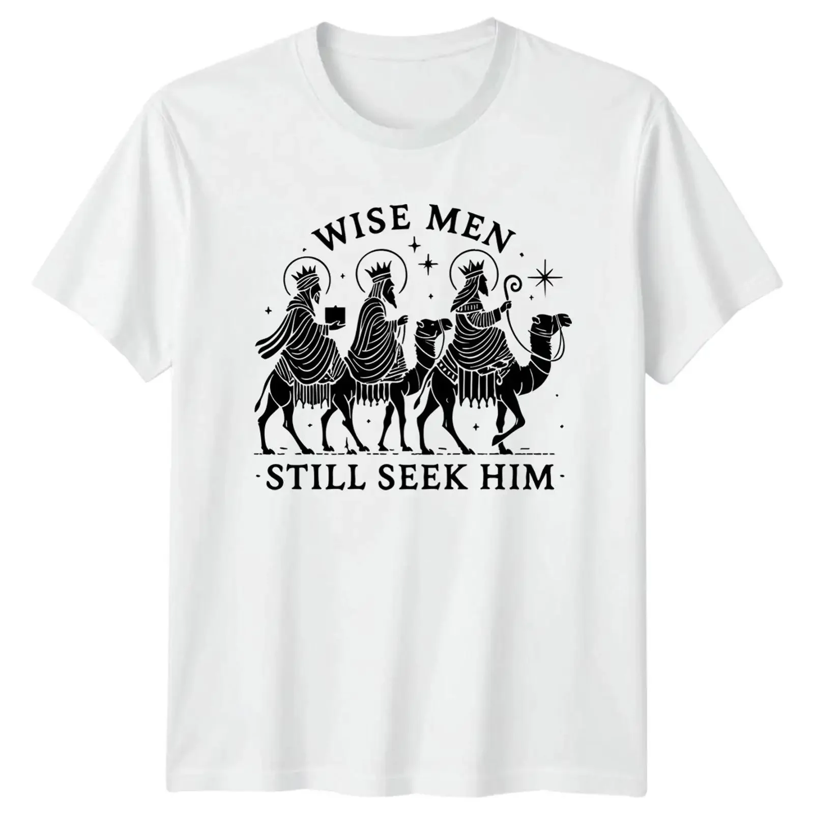 Weise Männer suchen ihn immer noch T Shirt Krippe Epiphanie christlicher Glaube vintage Washed Breathable Slightly Unisex