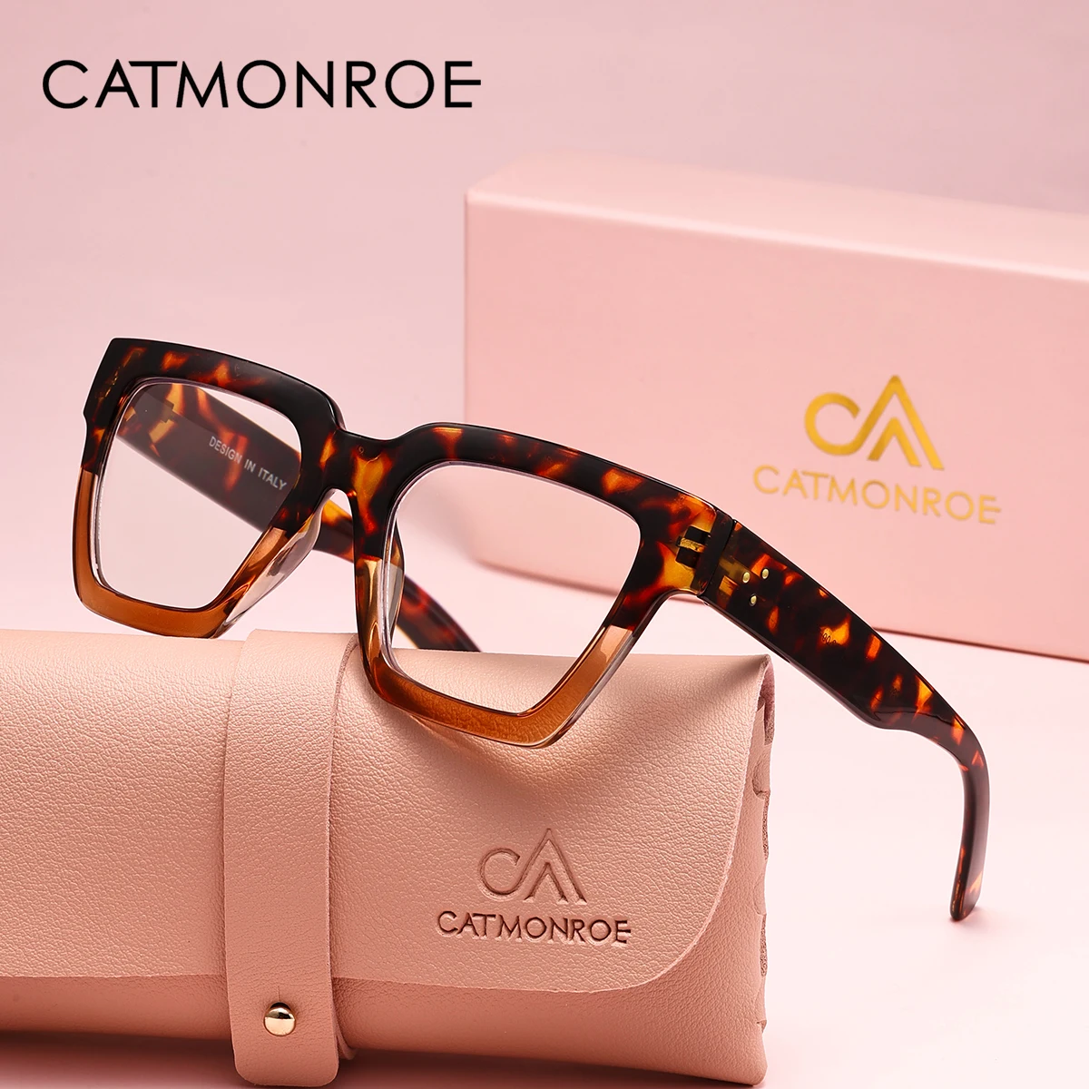 CATMONROE 1 PCS Fashion Large Frame Women Reading Glasses Comfort Square Frame Multi Degree Optional Glasses Apparel Accessories