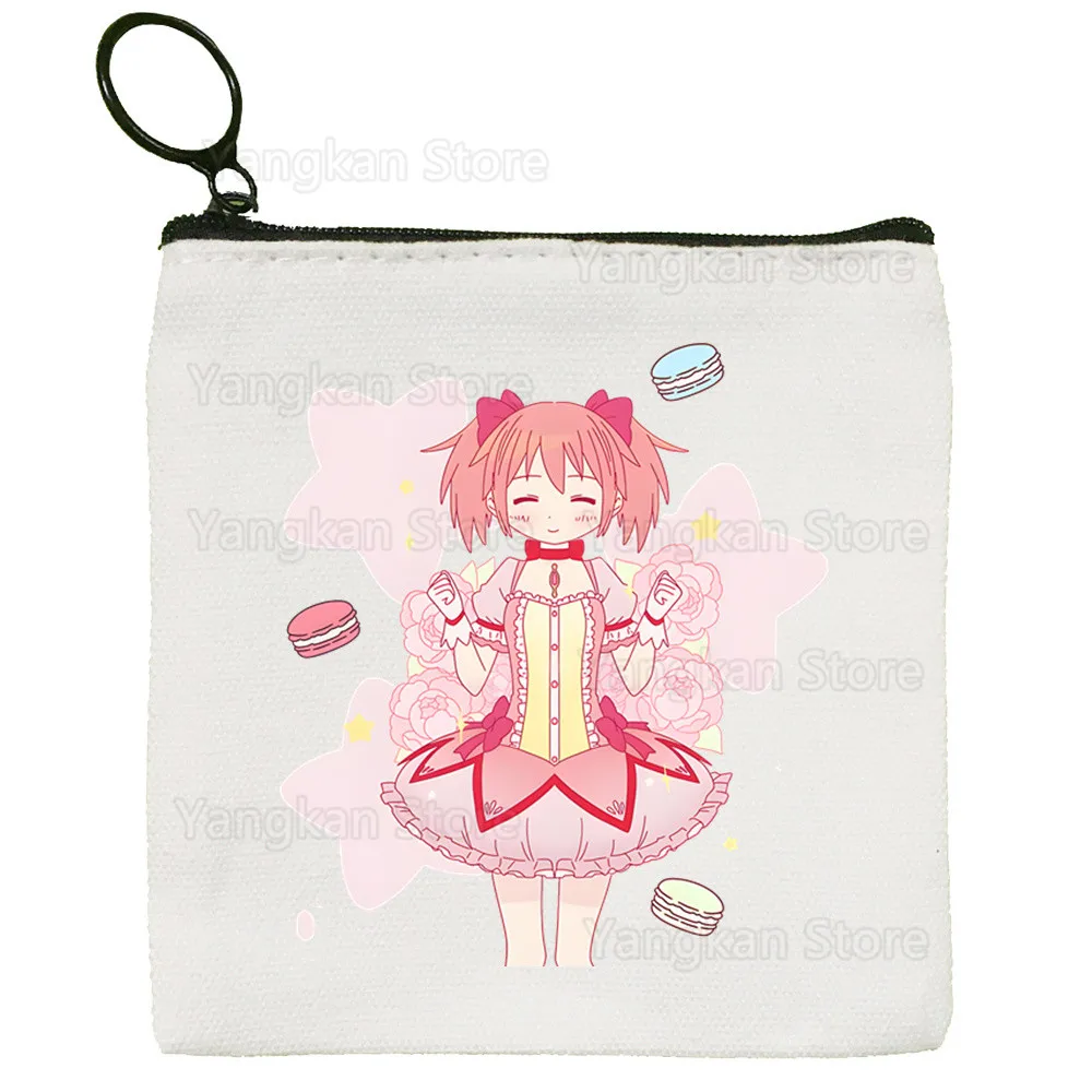 

Magical Girl Puella Magi Madoka Magica Anime Small Square Coin Purse Storage Small Bag Card Key Coin Clutch Zipper Key Bag