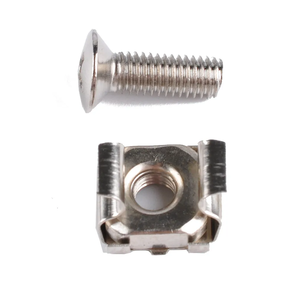 2Sets M5 Cage Nuts and M5x16 Mounting Screws Washers for Data Center Server Racks Cabinet High Strength Corrosion Resistant Iron