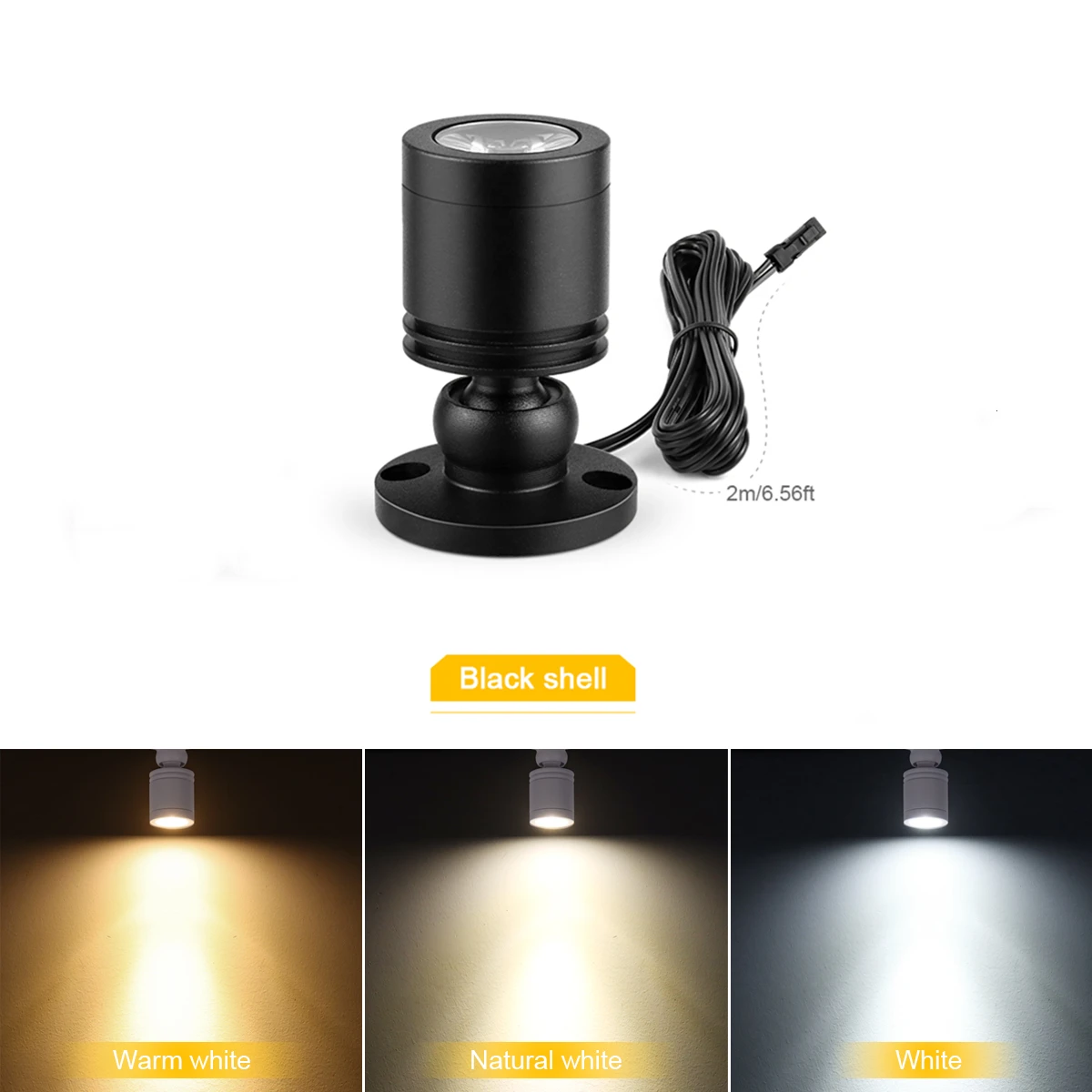 1 tot 10 LED-licht 12V aluminium materiaal zwarte schaal downlight, DuPont-interface indoor ceil decor spotlight, 2 installatiemethodes