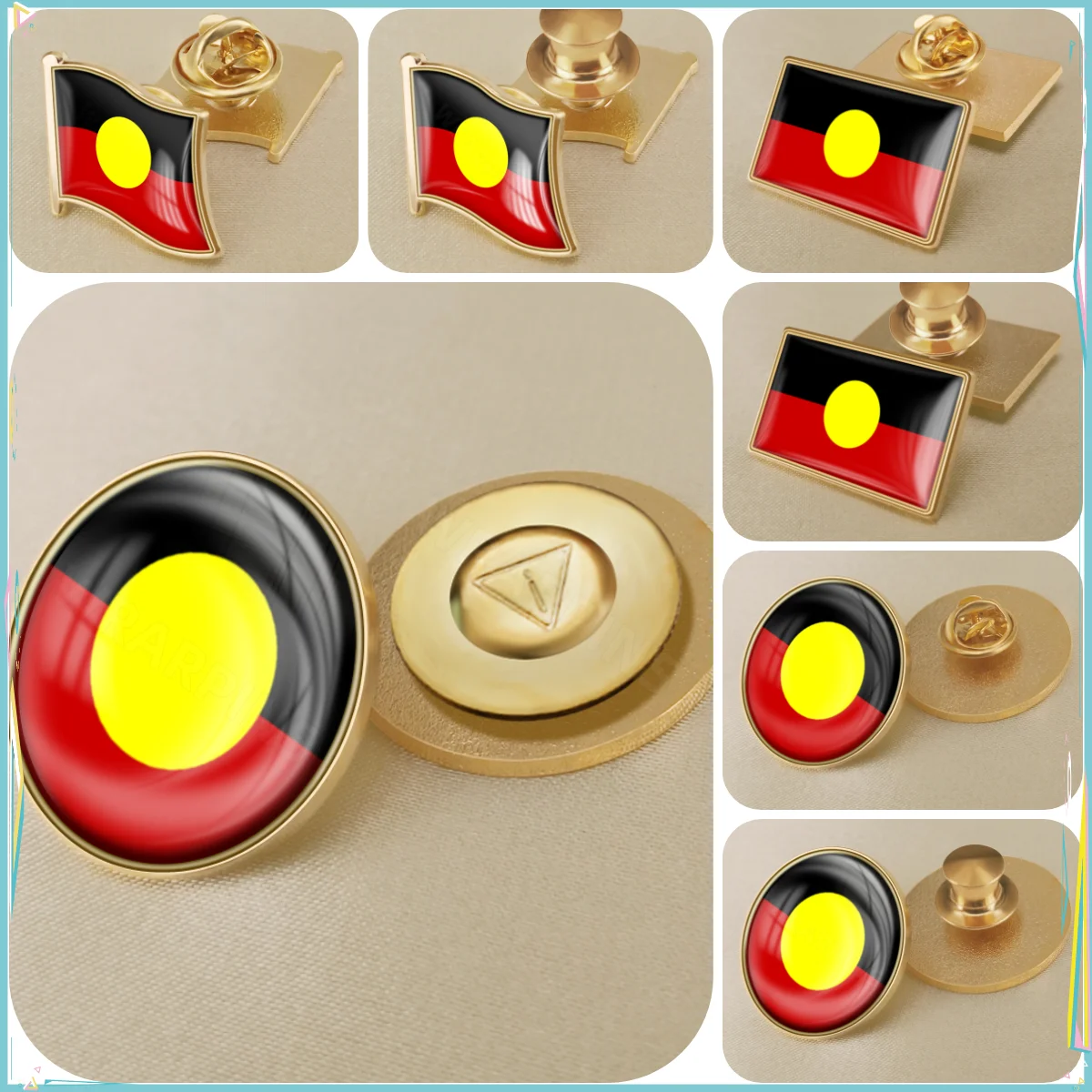 Australian Aboriginal Flag National Emblem Brooch Badges Lapel Pins