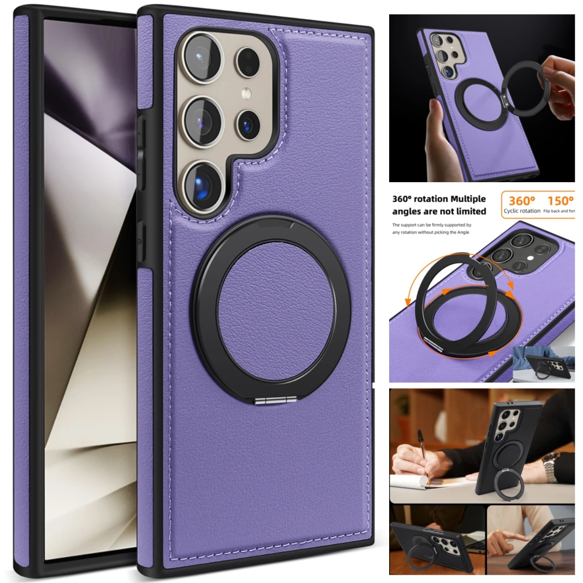 Business Drehbarer Ständer Leder Magnetische Handyhülle für Samsung Galaxy S26 S25 Edge S24 Ultra FE S22 S23 Plus Schutzhülle