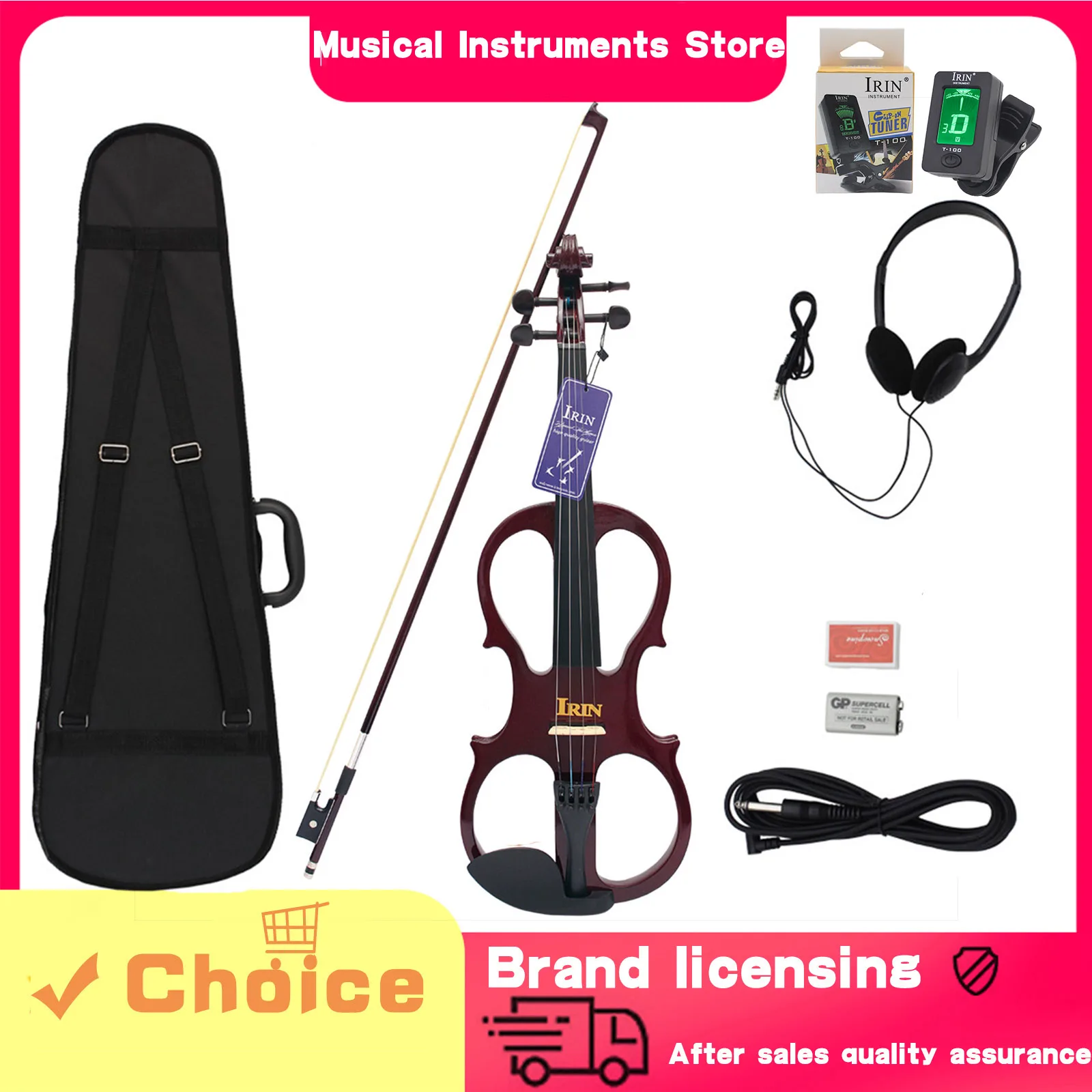 IRIN Electroacoustic Violin 4/4 Violin Maple Body Silent Electric Violin With Bow Case Headphone Cable Shoulder Rest