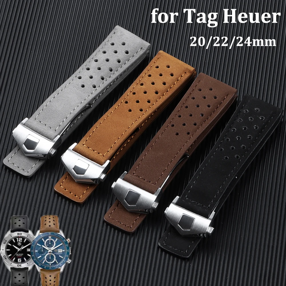 Watch Strap 20mm 22mm 24mm for TAG for HEUER CARERA AQUARACER Genuine Cowhide Leather Soft Bands Universal Wristbelt Bracelets