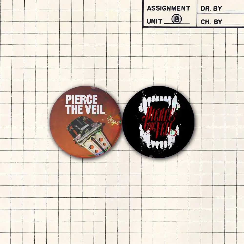 P-Pierce The V-Veil Band Button Badge 2PC Sets for Bags & Clothes & Accessories Metal Pin Stylish Decoration