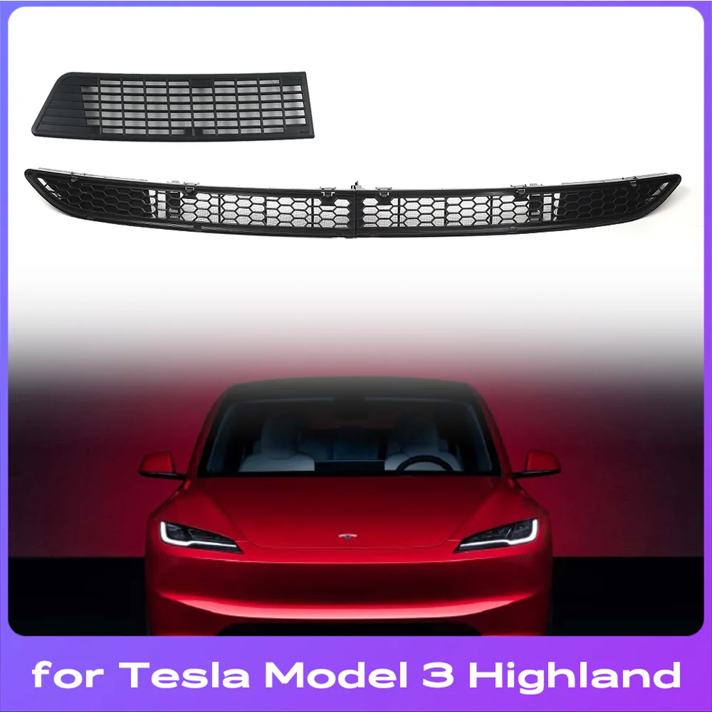 For Tesla New Model 3 Highland 2024 Car Lower Bumper Anti Insect Net Anti Dust Proof Inner Vent Grille Cover Insect-proof Front