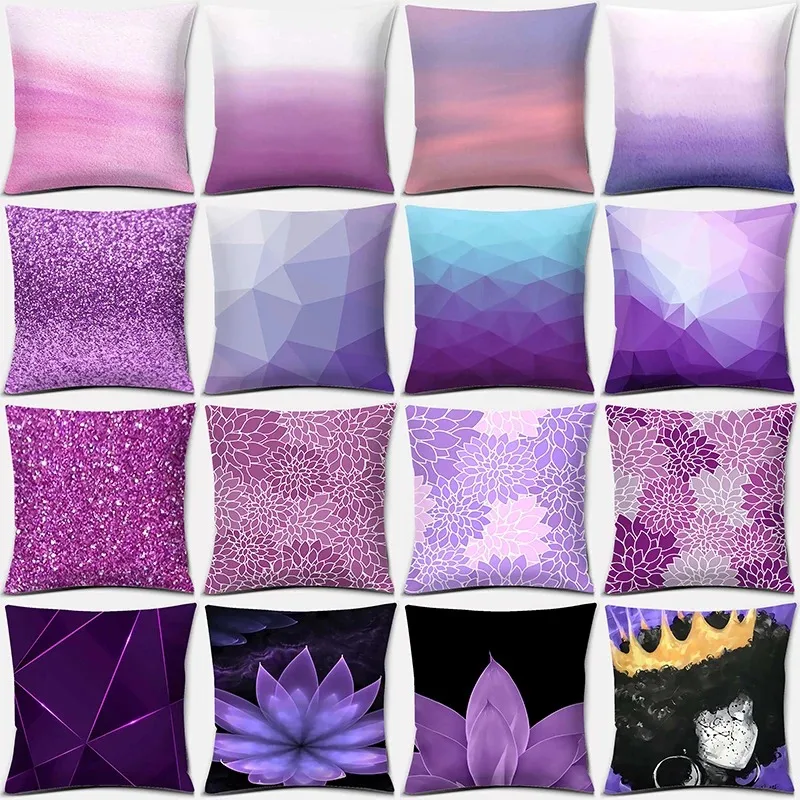 Purple Geometric Flower Decorative Pillowcase Office Living Room Car Ornaments Home Pillowcase