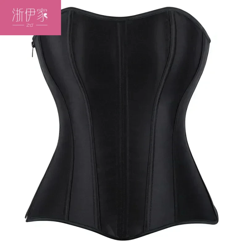 

Sexy Corsets Bustiers for Women Overbust Corset Top Corselet Satin up Zipper Corsetto Shaper Gothic Korsett Black