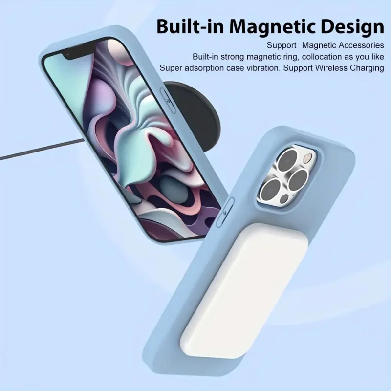 

Luxurious Silicone Feel Magnetic Phone Case for iPhone 17 16 15 Air Support wireless charging phone case
