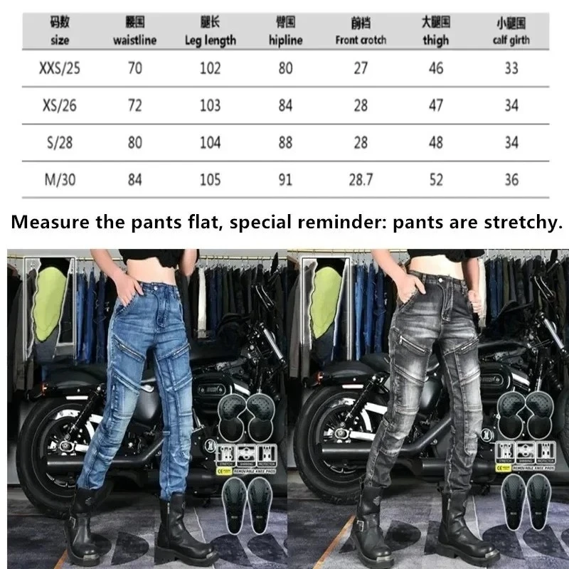 Womens Zipper Pants Motorcycle Jeans Men's High Elastic Motorcycle Riding Rider Pants Racing Pants with Protective