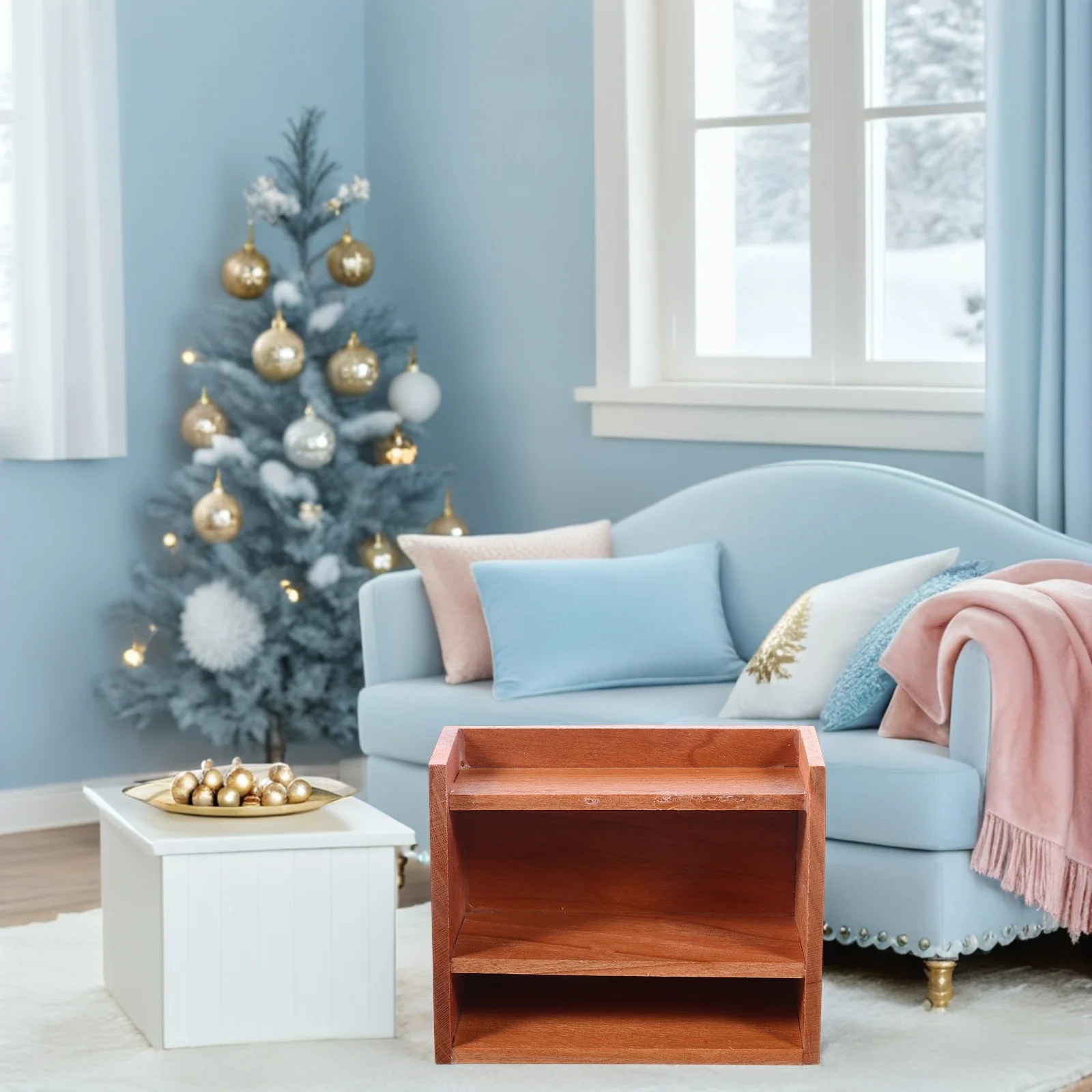 

Children's Room Storage Rack Dollhouse Style Kids Bedroom Organizer Wood 3 Tier Compact Space Storage Shelf Unit