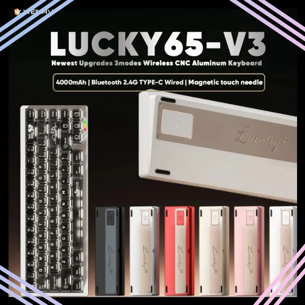 

Weikav Lucky65 V3 Wireless Aluminum Mechanical Keyboard Kit 3 Mode Wired 60% Bluetooth 2.4G RGB Hotswap PC Gaming Keyboard Gift