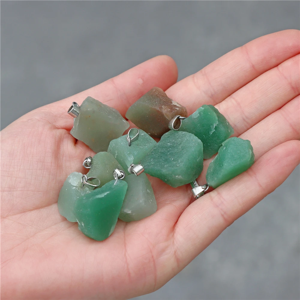 3PCS/Set Irregular Rough Quartz Crystal Pendants Natural Stone Aventurines Lucite Fluorites Raw Charm For DIY Jewelry Making